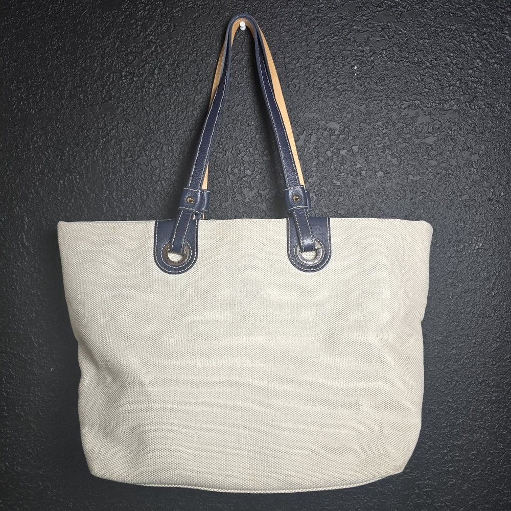 Dooney and Bourke Nylon Leather Shopper Tote Bag Lined Handles Large - Picture 12 of 15